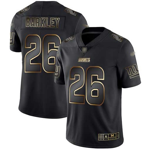 Men New York Giants 26 Saquon Barkley Black Gold Vapor Untouchable Limited Football NFL Jersey